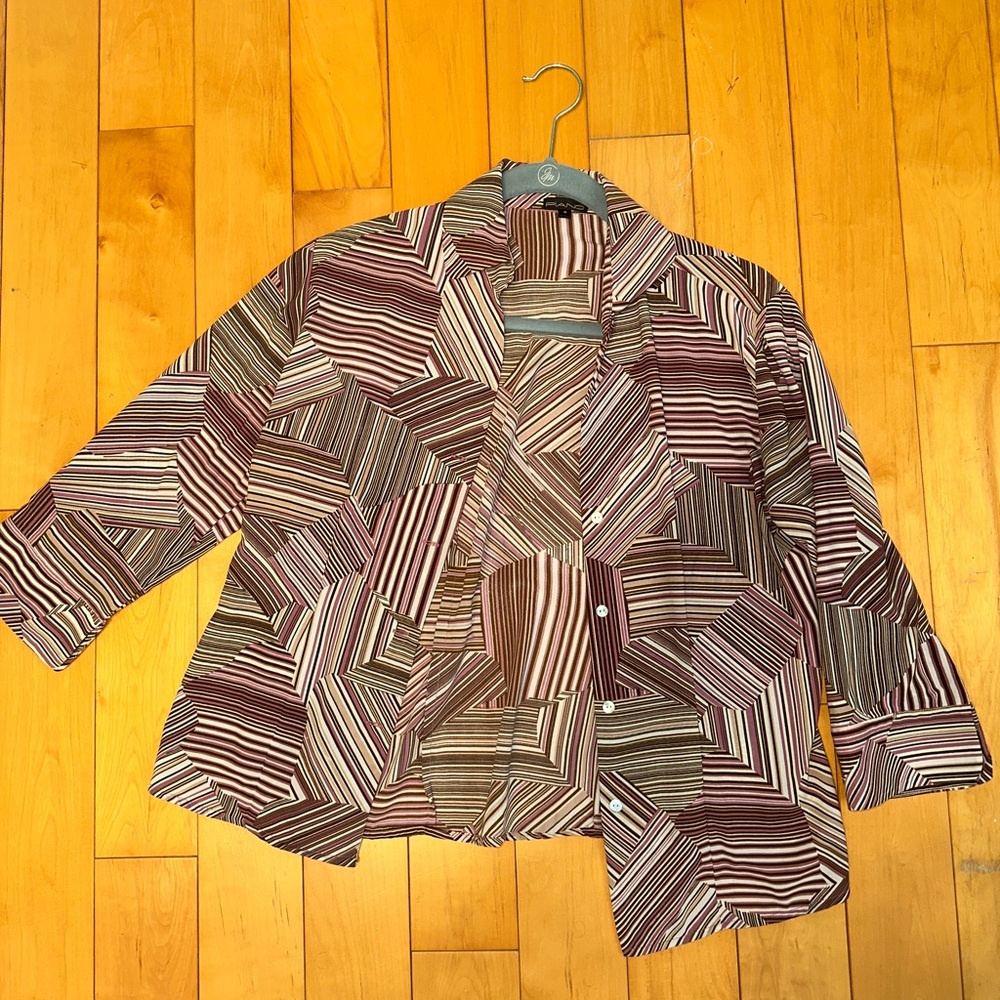 Vintage Patterned Button Down - Pink And Brown - image 1